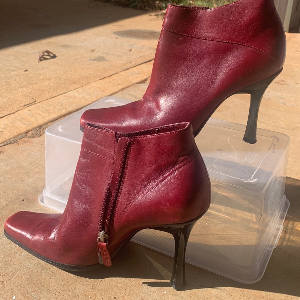 Red bootie heels